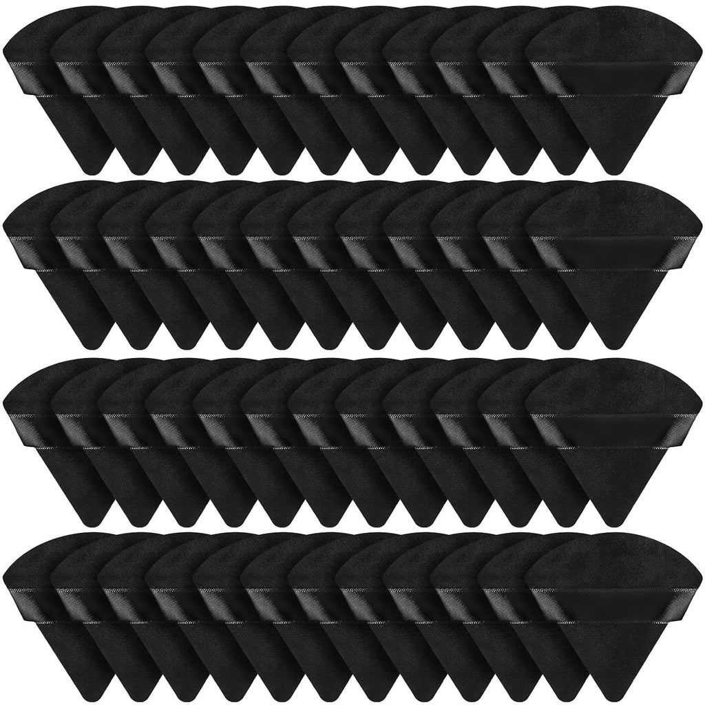 48 Pcs Triangle Velour Makeup Powder Puffs - Black