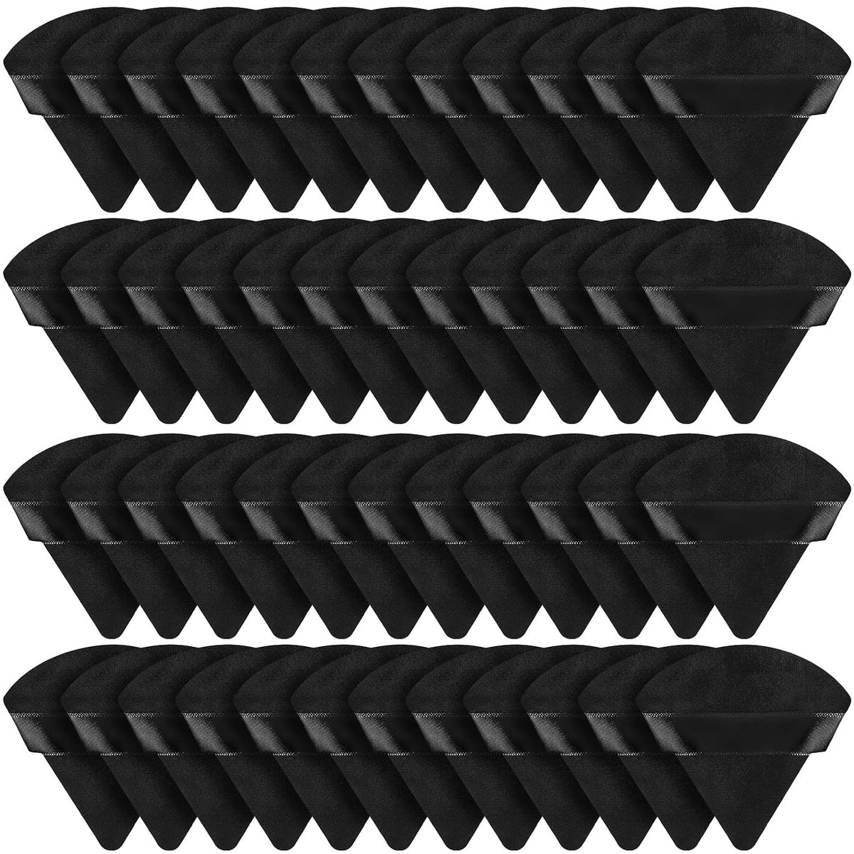 48 Pcs Triangle Velour Makeup Powder Puffs - Black
