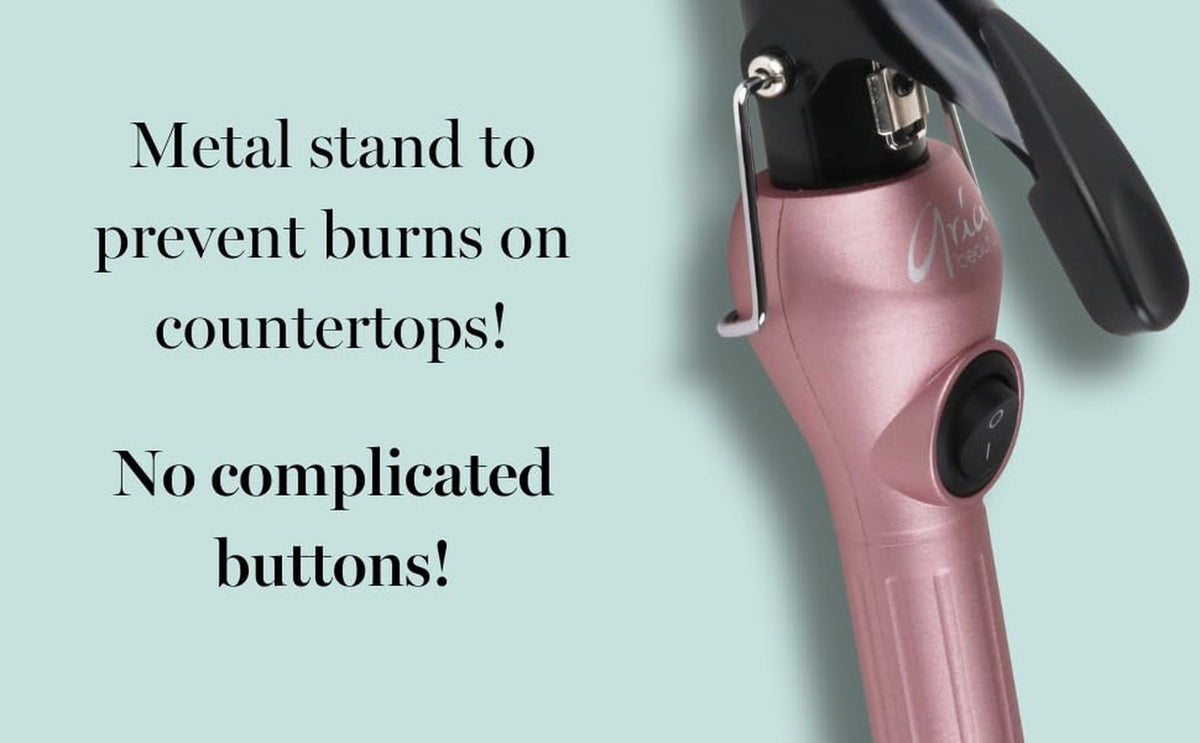 Salon-Quality Ionic Curling Iron for Frizz-Free Shine - Rose Gold, 1.5 lb