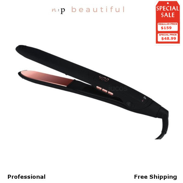 Professional Flat Iron Hair Straightener with Curved Plates & Ceramic Coating