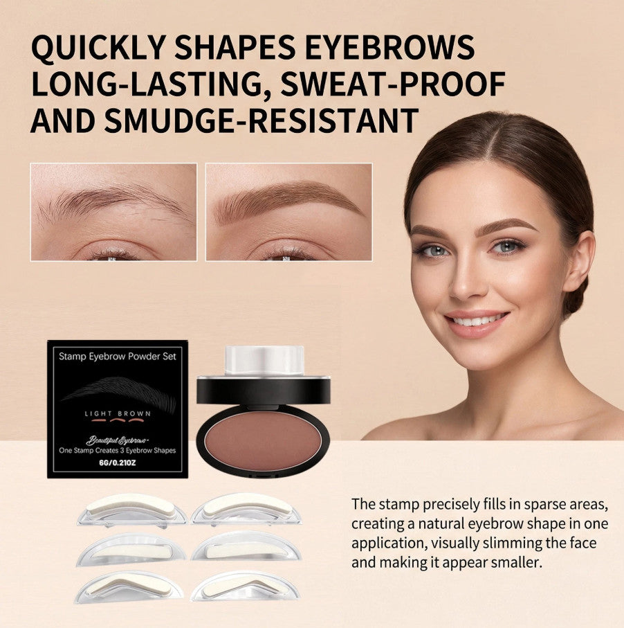 Eyebrow Stamp Kit with 3 Shapes and 3 Shades - Waterproof Brow Makeup