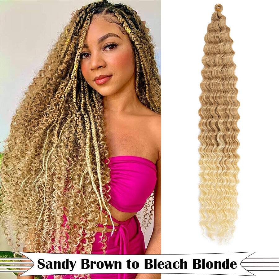 Long Boho Crochet Water Wave Braid Hair Extensions - Curly Synthetic Hair