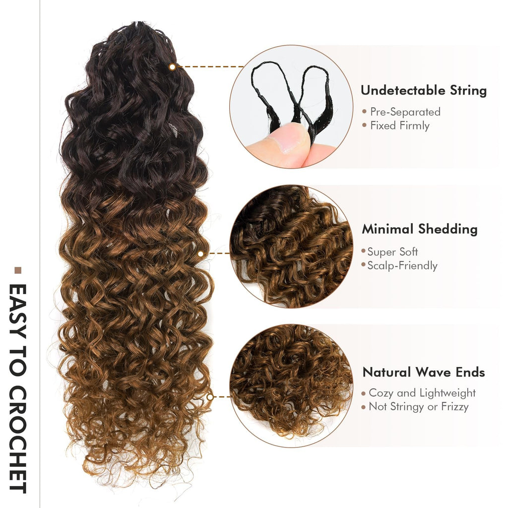 Kinky Curly Crochet Human Hair Extensions 12 Inch 50G Ombre Brown