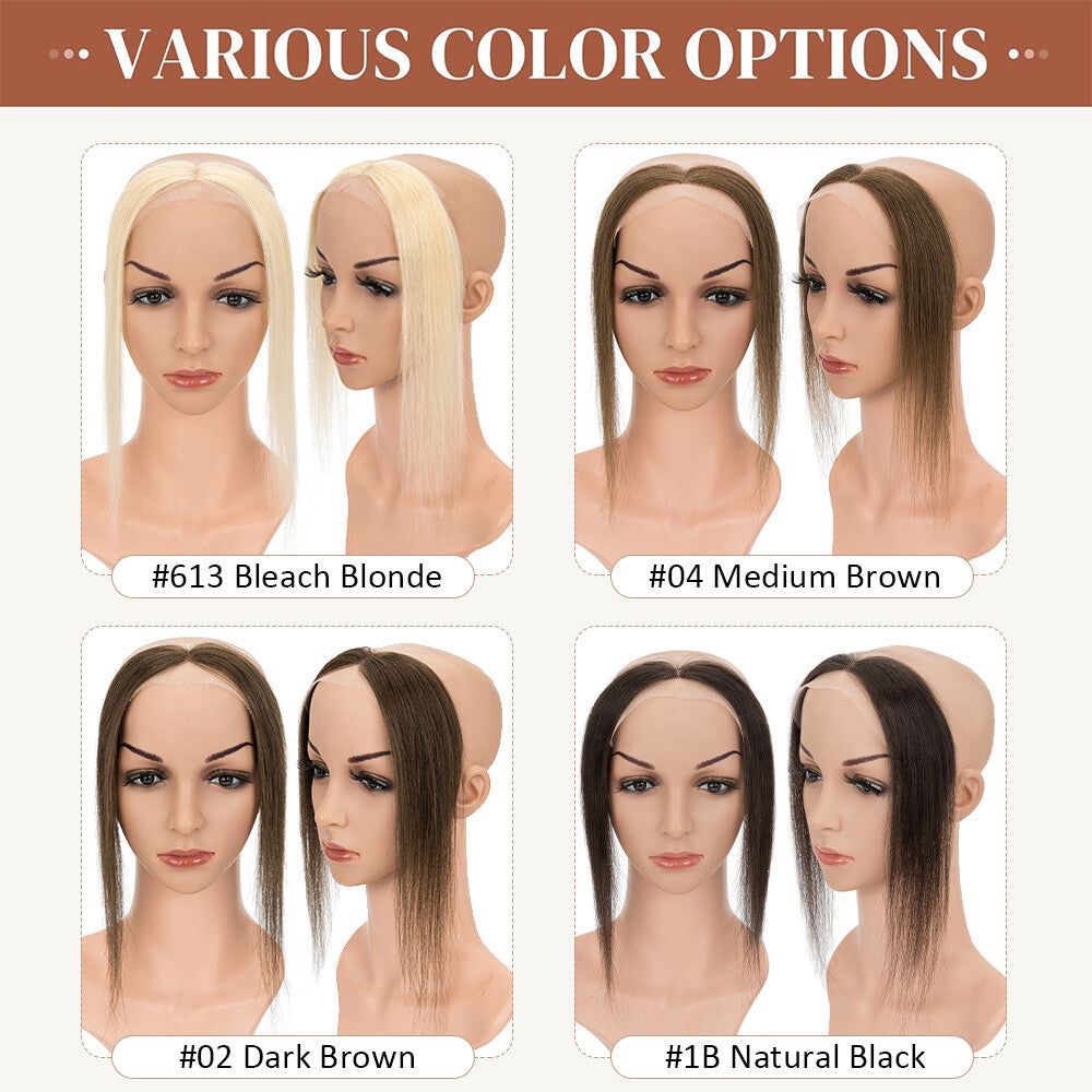 Full Lace Human Hair Topper with Front Hairline & Hand-Tied Top - Multiple Colors