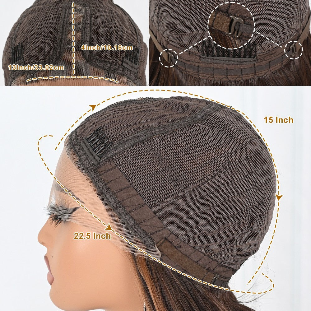 Glueless Lace Front Wigs for Women Long Body Wave Ombre Color Pre Plucked Synthetic Hair
