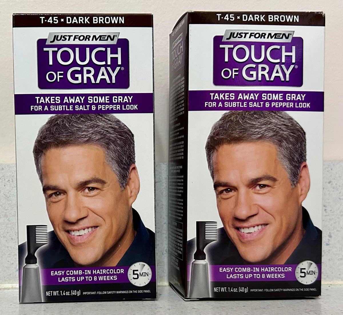 Hair Coloring Comb Set for Gray Coverage - 2 Boxes T-45 Dark Brown Touch of Gray