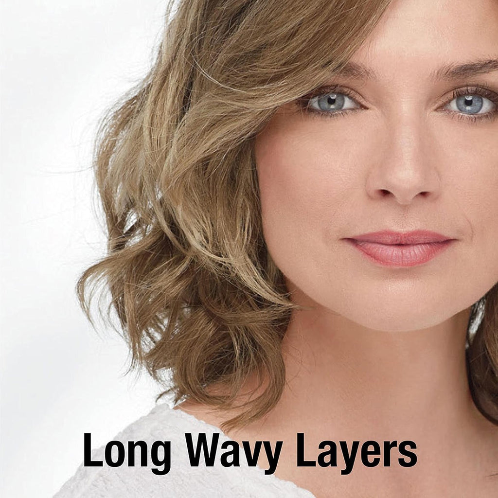 Mid-Length Synthetic Wig with Swept Bangs & Tousled Waves - Natural Look, Comfortable Fit
