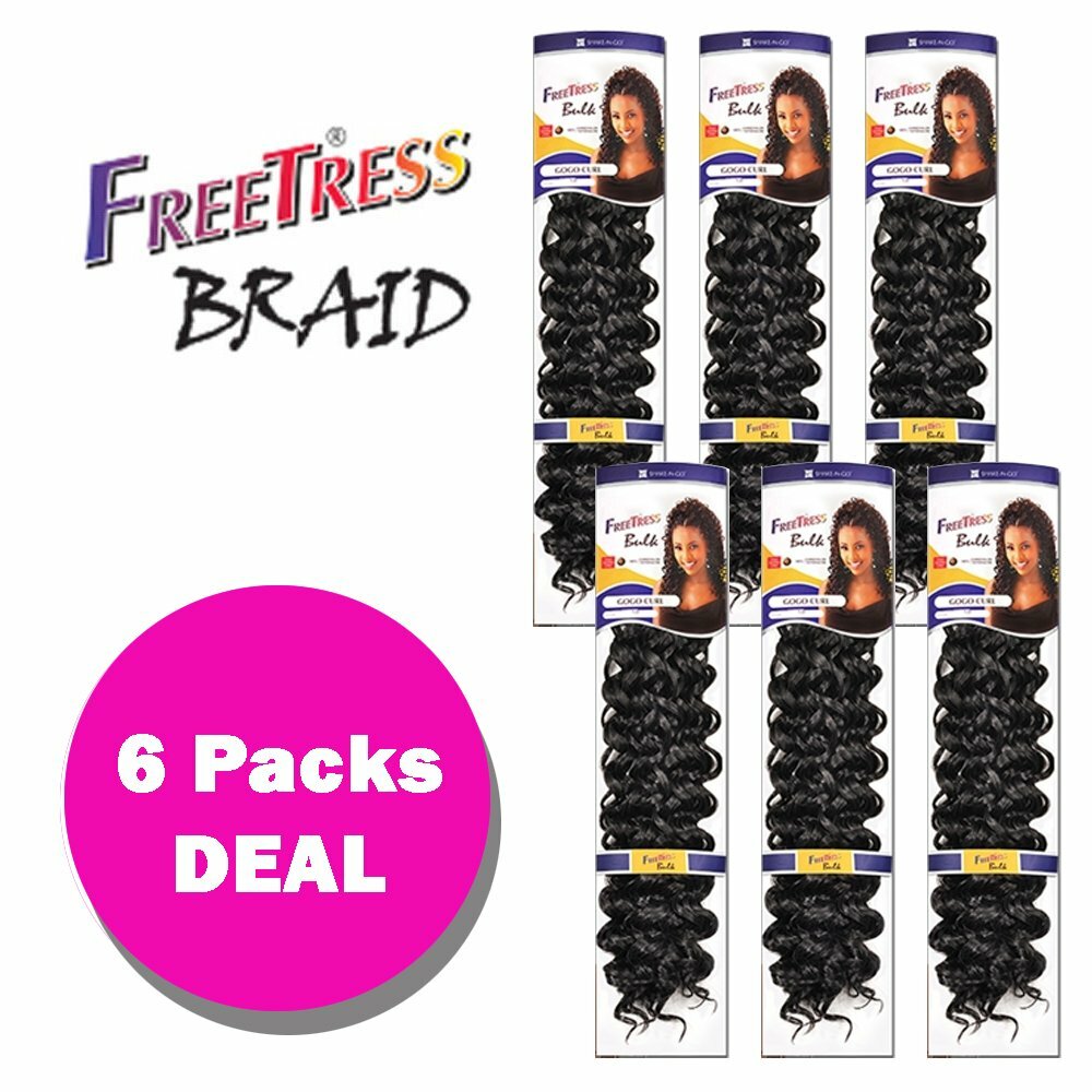 Synthetic Crochet Braiding Hair Bulk 26 Inch - Freetress Gogo Curl 4-6 Pack