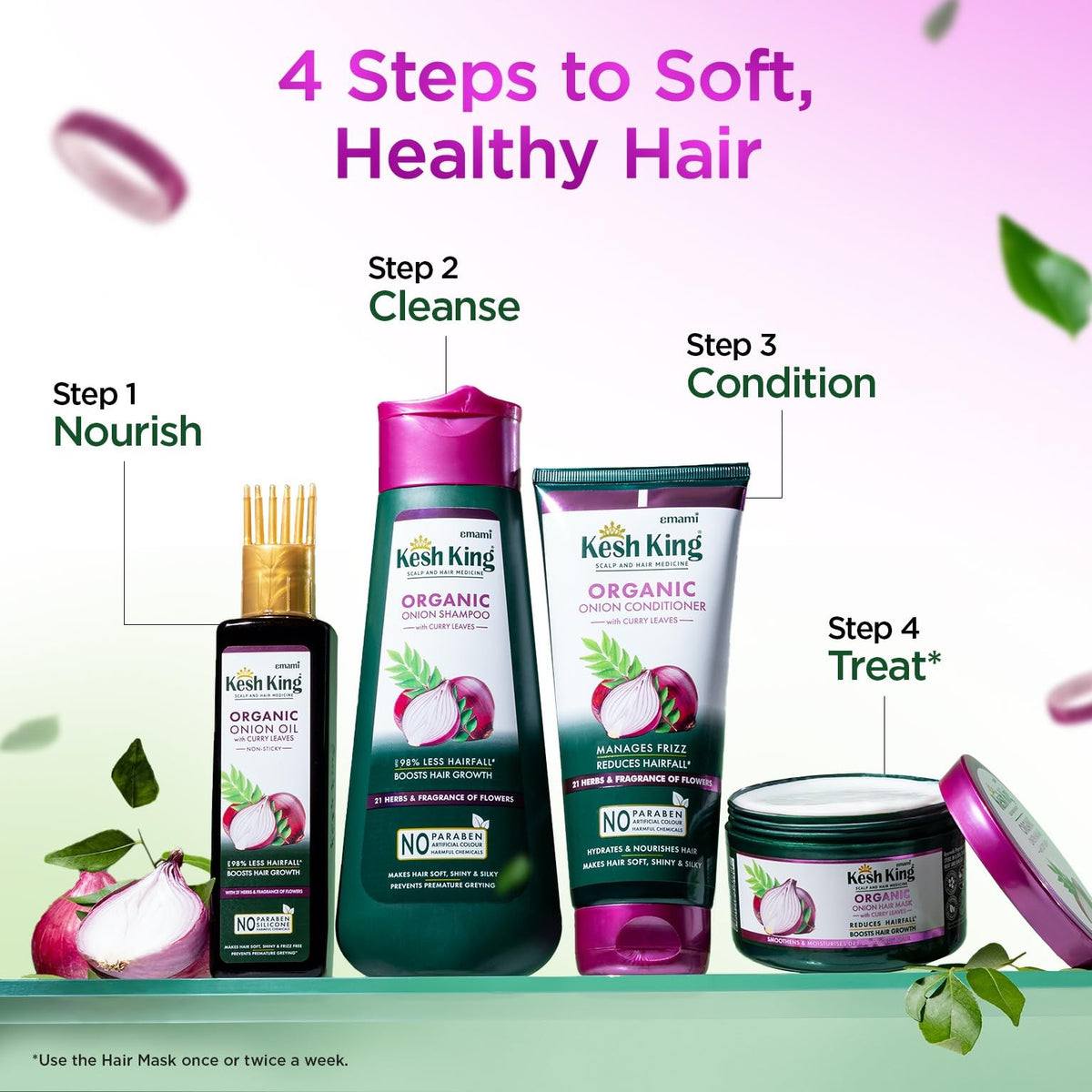 Organic Onion Shampoo for Hair Fall Control & Growth Support - 10.14 Fl Oz