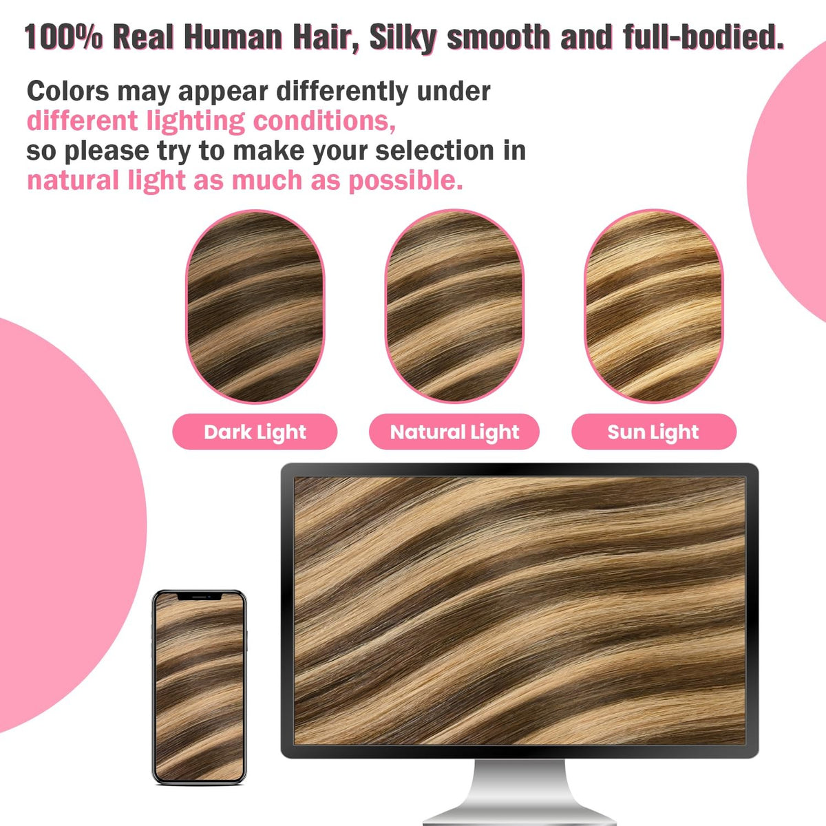 Highlight Chocolate Brown Caramel Blonde Tape-In Hair Extensions - Human Hair