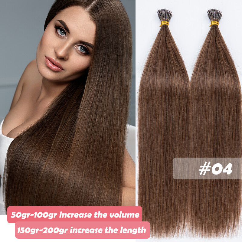 150PCS Thick Remy Human Hair Extensions Nano Ring Micro Loop Beads Link
