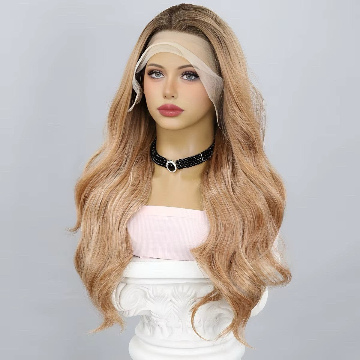 Golden Wave Warm Blonde Wavy 26-Inch Lace Front Wig High Heat Resistant