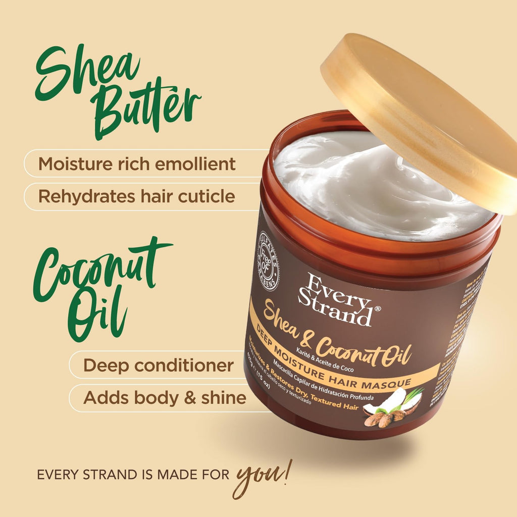 Deep Moisture Hair Mask with Shea & Coconut Oil - 15oz Jar - Repairs Damage & Adds Shine