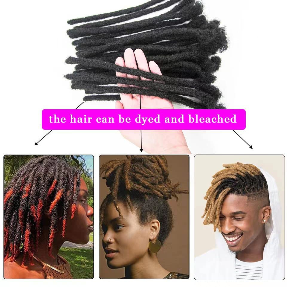 Human Hair Dreadlock Extensions 0.4cm 8 Inch Natural Black 30 Strands