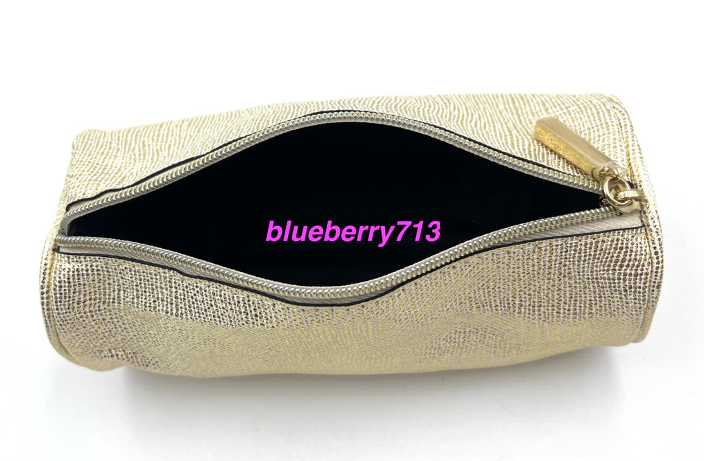 2 Gold Cosmetic Makeup Bags Clutch Pencil Cases Travel Organizer