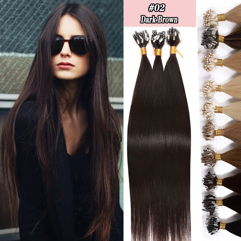 100G Remy Human Hair Extensions Micro Loop Beads Full Head - Multiple Variants