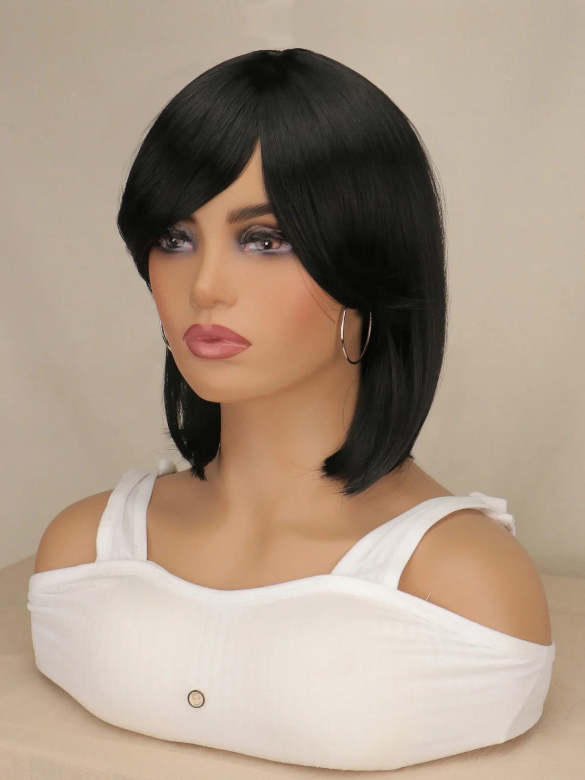 12-Inch Short Bob Wigs for Women and Girls - Straight Synthetic Hair, Heat-Resistant, Natural Black & Brown