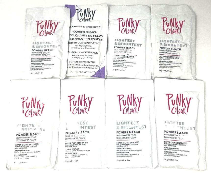 Powder Bleach Set - Lightest & Brightest, 8 Pack 1 oz Each for Hair & Fabric