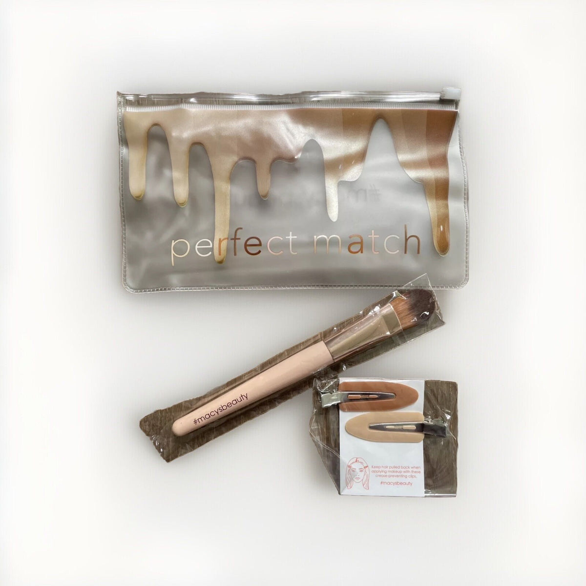 Makeup Brush & Hair Clips Gift Set with Bag - 3 Pieces