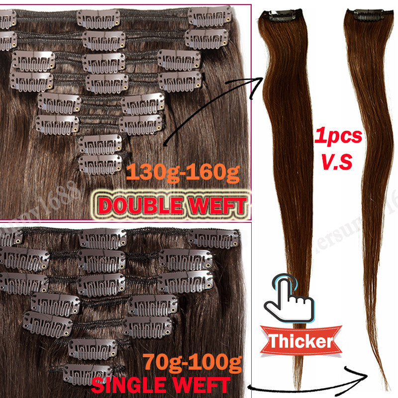 Remy Human Hair Clip-In Extensions Full Head - Thick & Natural Look
