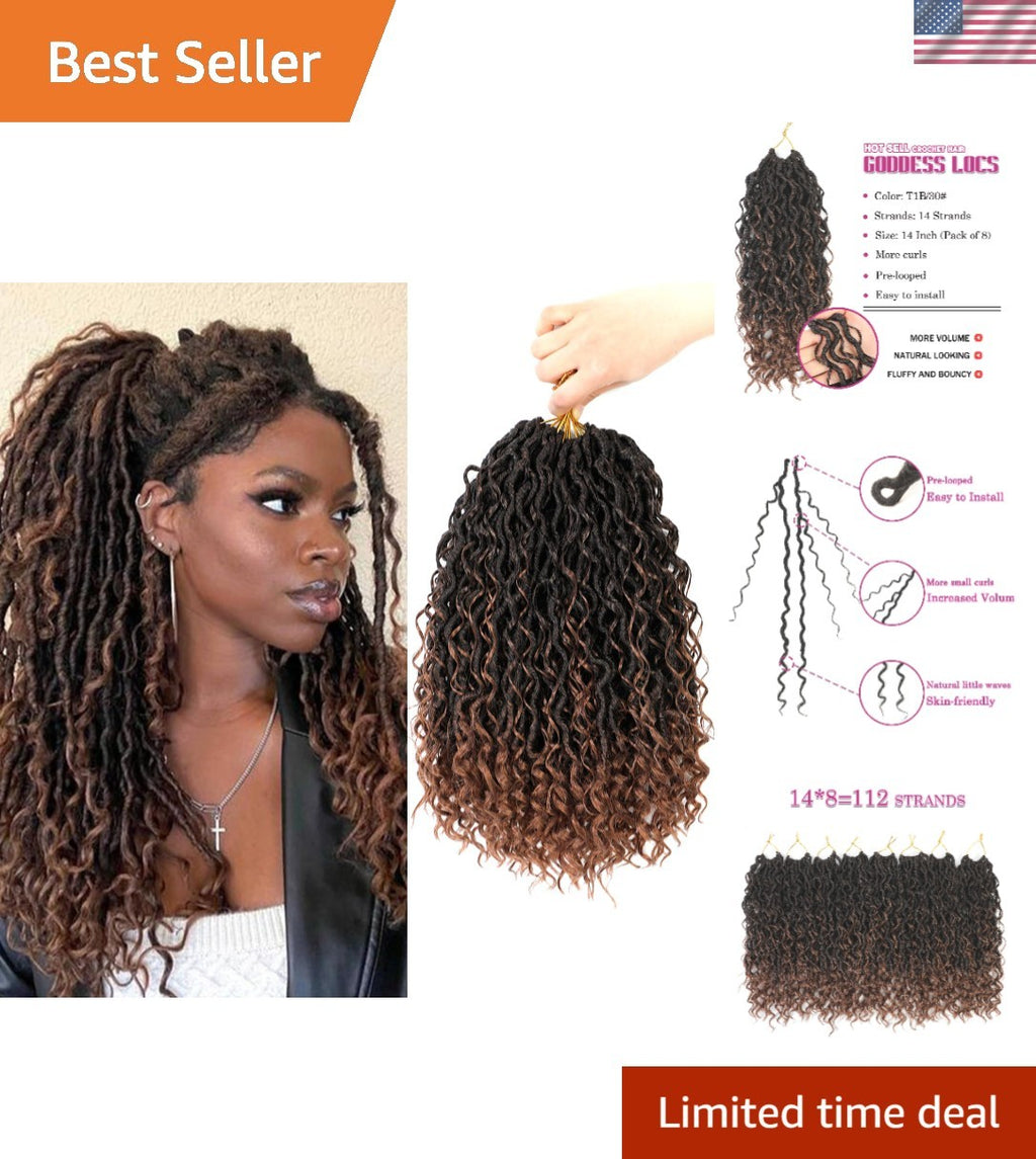 Luxury 14-Inch Goddess Crochet Locs - Fluffy Curly Hair Extensions for Black Women