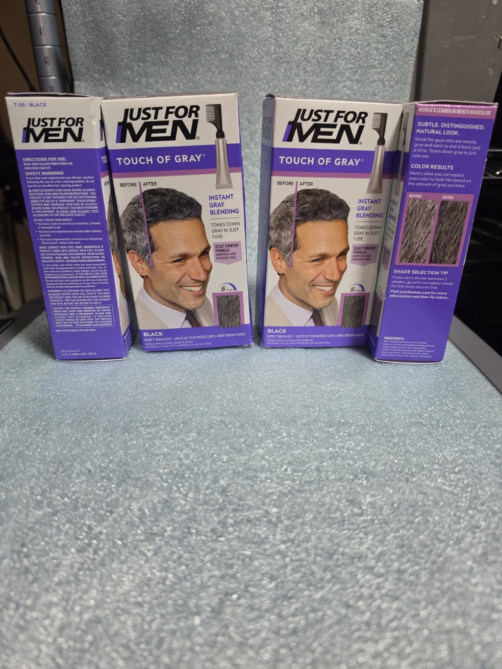 Hair Color Kit 4 Pack Touch of Gray Black T-55 for Men - Easy Hair Coloring