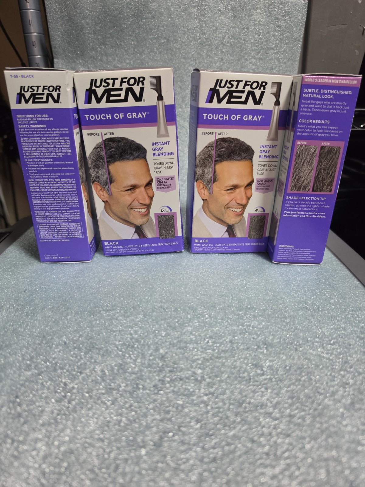Hair Color Kit 4 Pack Touch of Gray Black T-55 for Men - Easy Hair Coloring