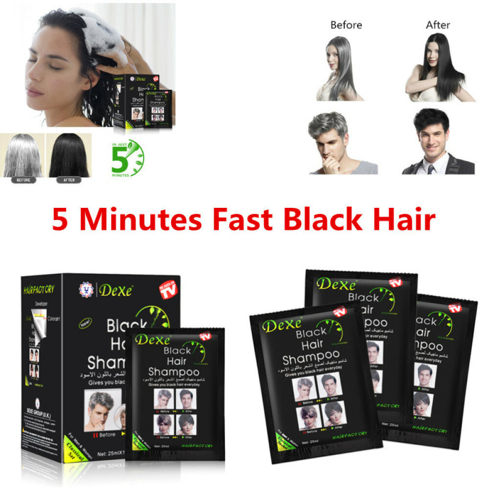 Herbal Black Hair Shampoo Darkening Hair Dye - 10 Pack