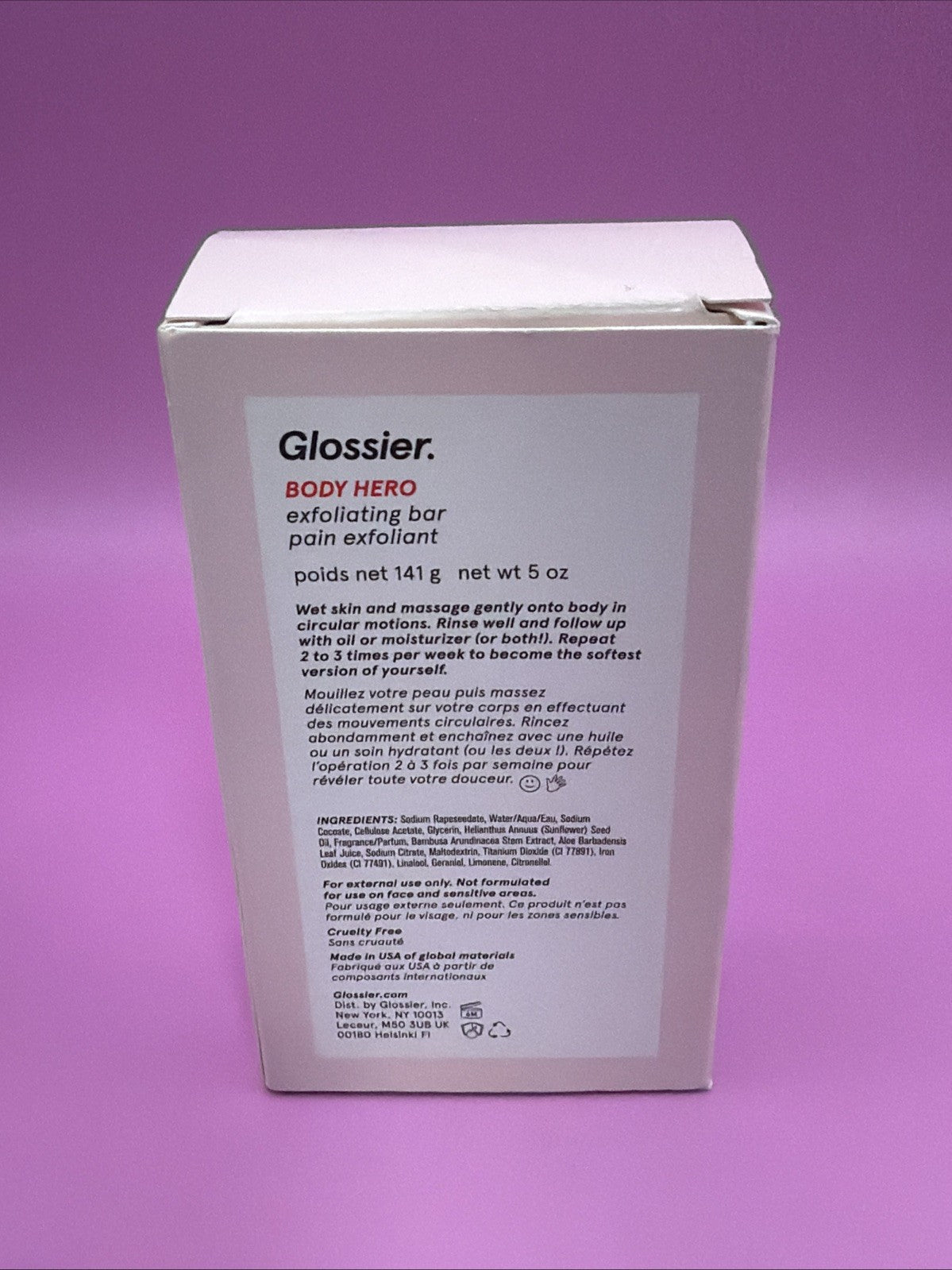 Glossier Body Hero Exfoliating Bar 5 Oz - Gentle Skin Exfoliant