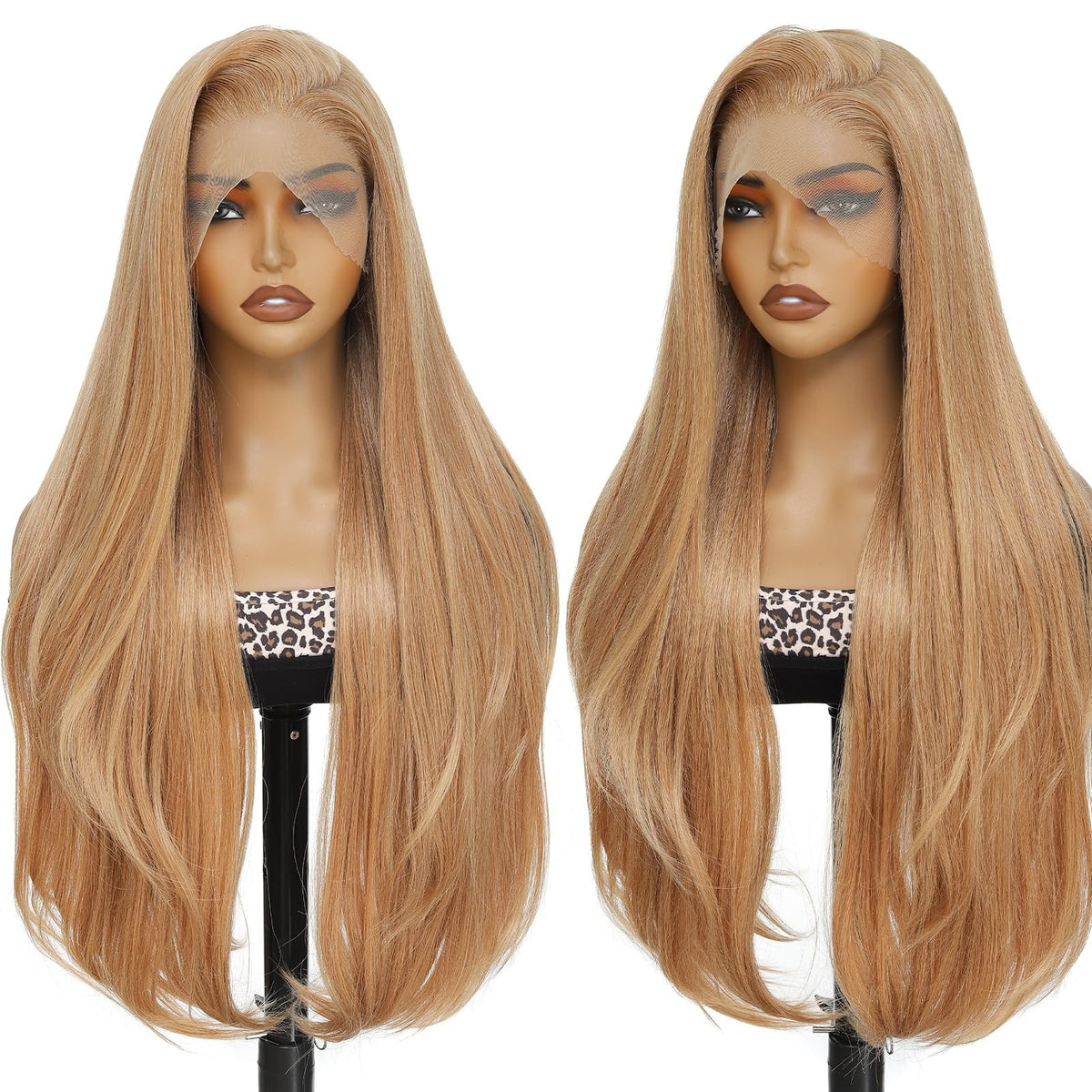 Long 30-Inch Honey Blonde Balayage Lace Front Wig with Pre-Layered Style