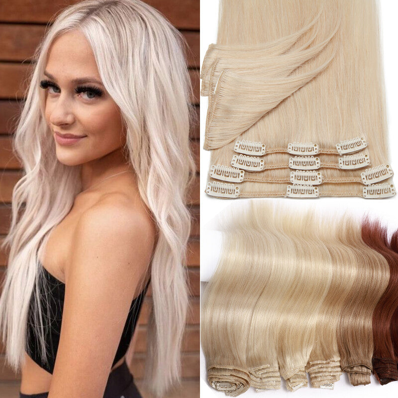 Clip-In 100% Remy Human Hair Extensions for Full Head - Multiple Colors & Lengths
