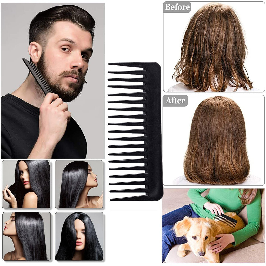 Wide Tooth Anti-Static Heat-Resistant Hair Comb for Detangling, Large Size