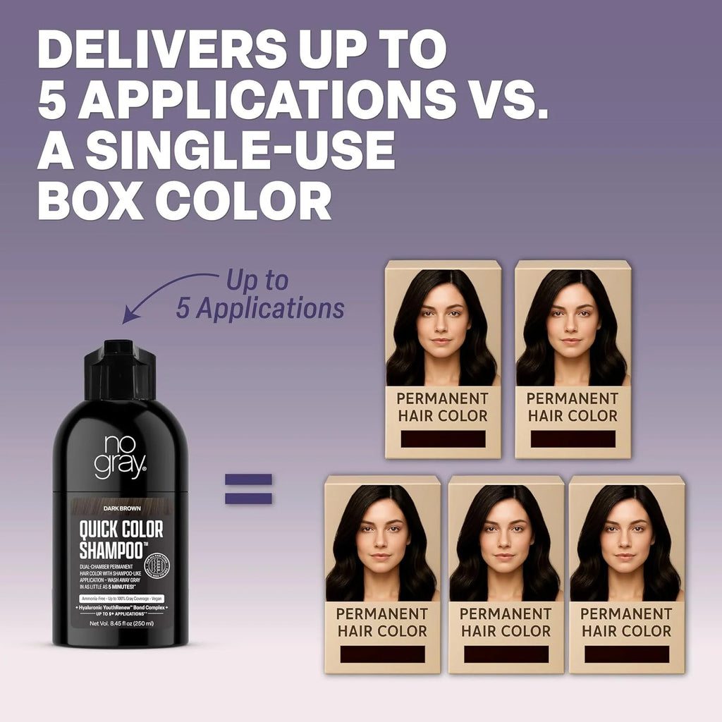 Dark Brown Permanent Hair Color Shampoo - Gray Coverage, 8.45 oz