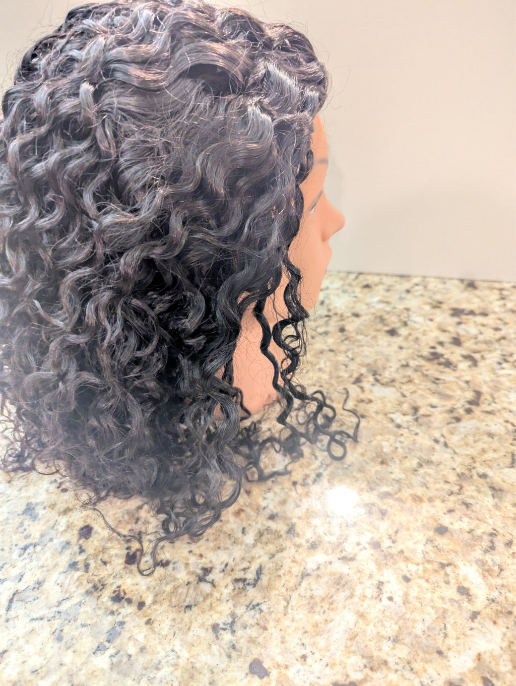 16-Inch Glueless Curly Wig for Women - Black, Natural Look