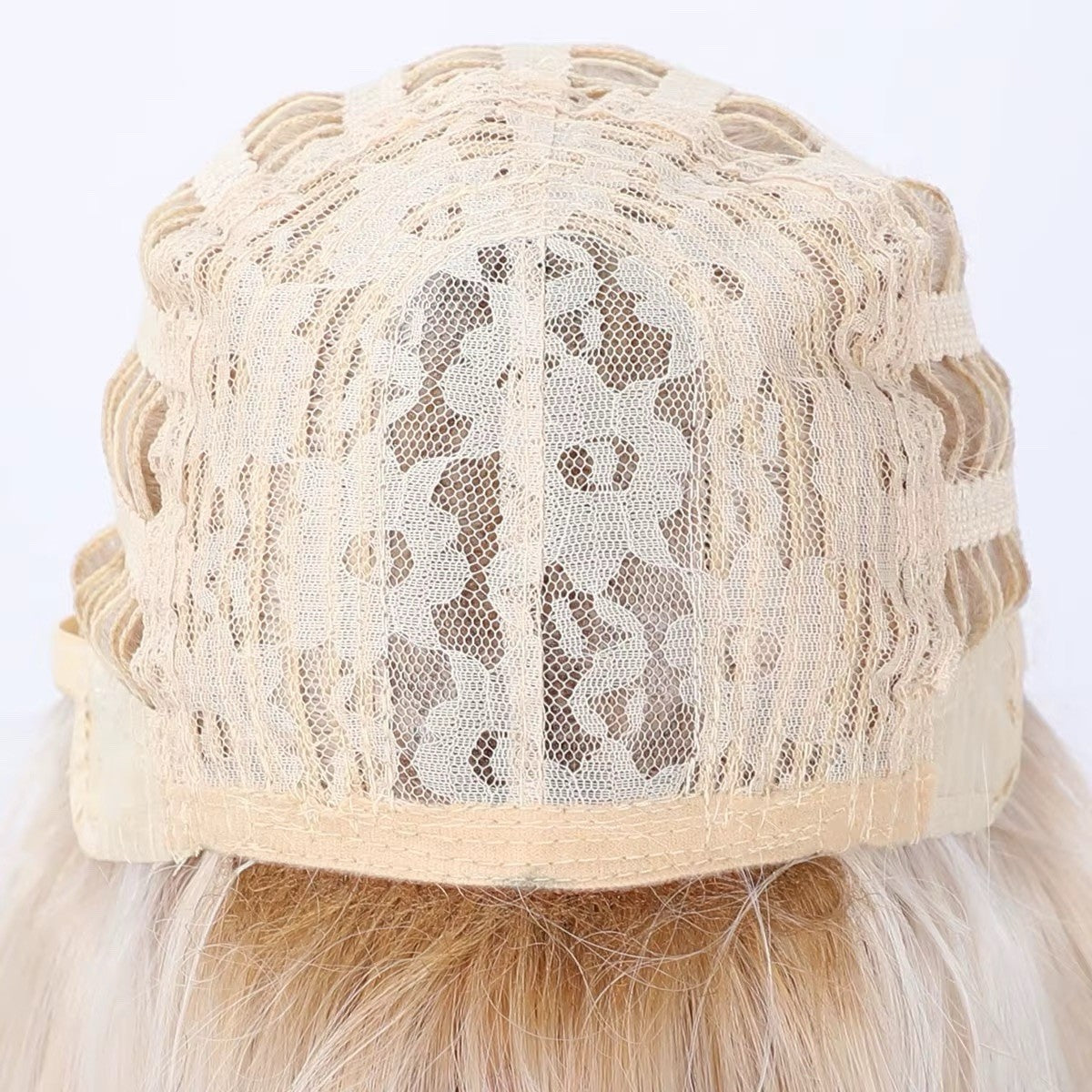 26-Inch White Transparent Lace Front Wig with Bangs for Cosplay Halloween