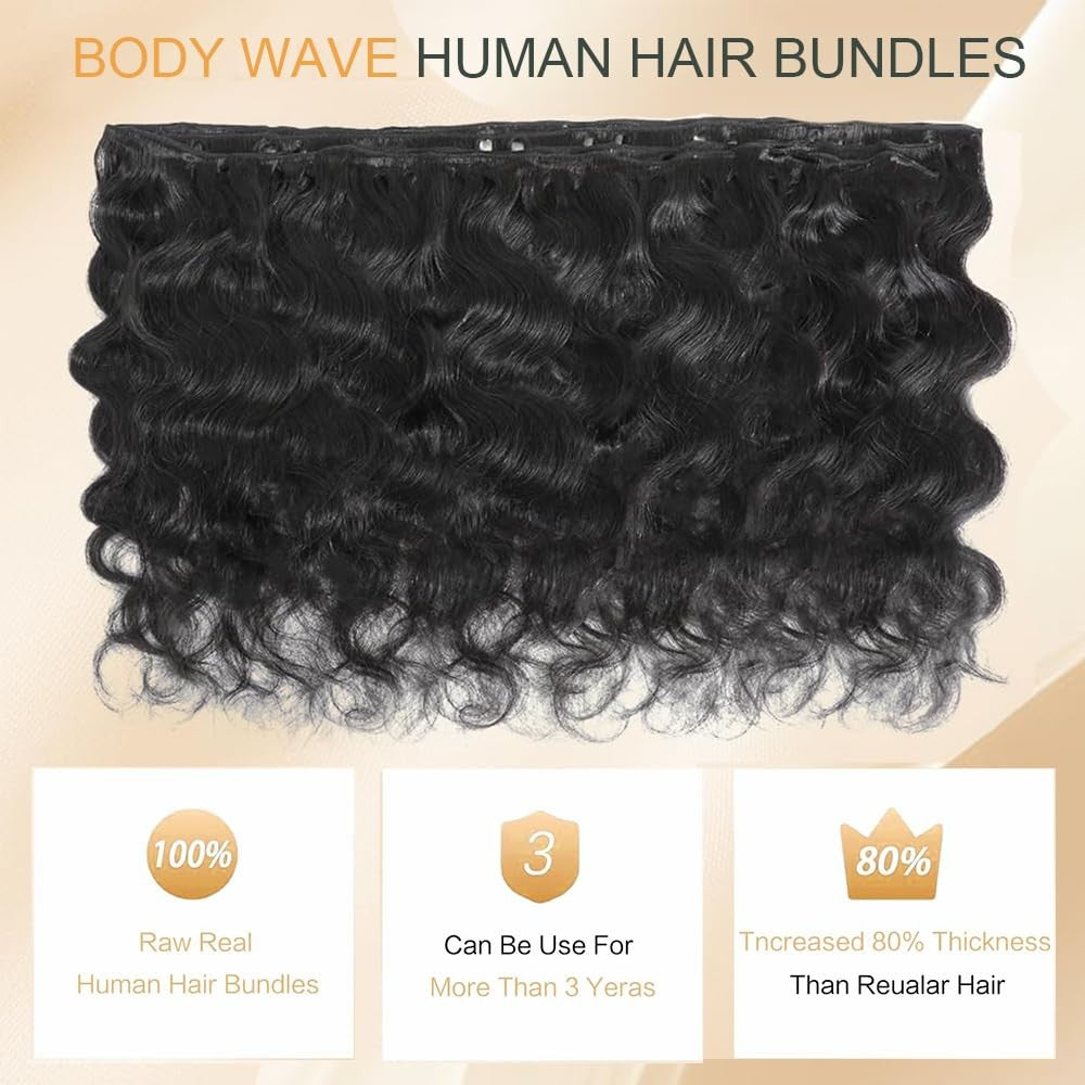 17A Raw Indian Virgin Human Hair Bundles - 16 Inch Body Wave