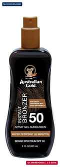 SPF 50 Sunscreen Spray Gel with Instant Bronzer - Water Resistant Moisturizing Sun Protection 8oz