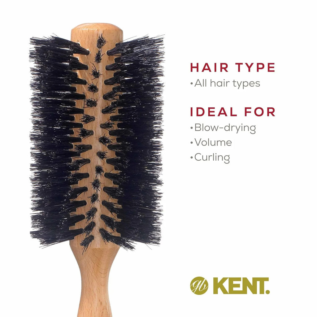 Ladies Black Boar Bristle Medium Round Hair Brush - Salon Quality