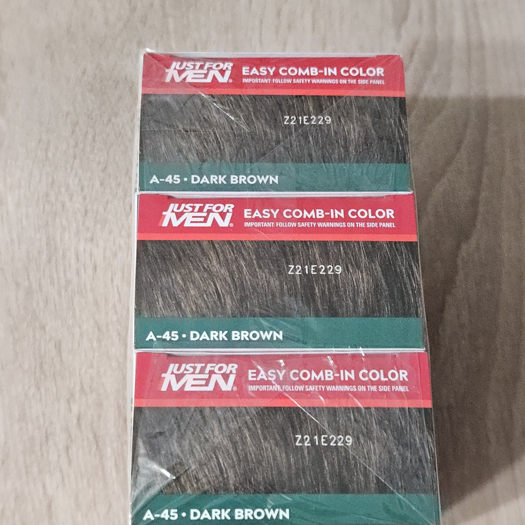 Men's Dark Brown Hair Color Set - Easy Comb-In Permanent Hair Dye - Pack of 3