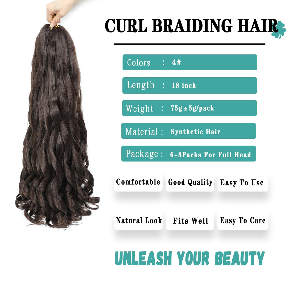 French Curl Braiding Hair Extensions 8 Packs - Synthetic Bouncy Curly Hair for Black Women