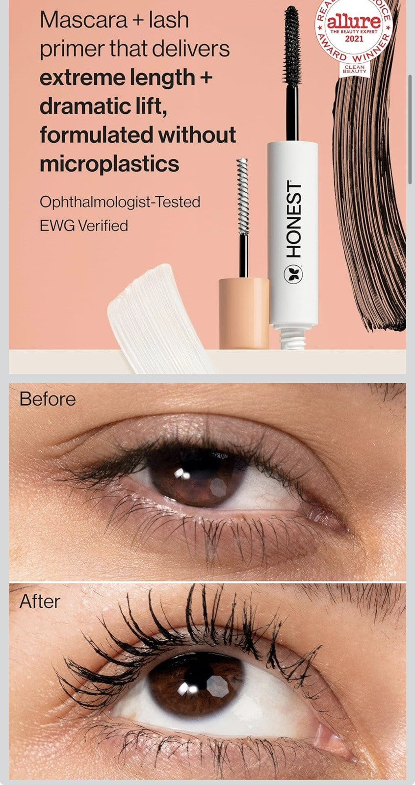 2-in-1 Lengthening Mascara and Lash Primer - Black, Sealed