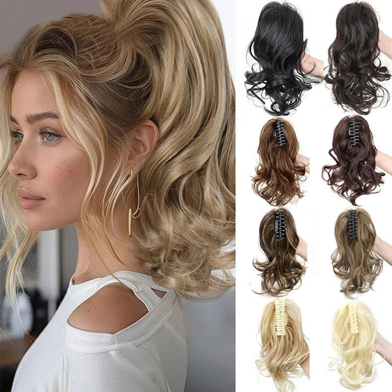 12 Inch Short Curly Clip-In Ponytail Extension - Synthetic Hair Women Voluminous