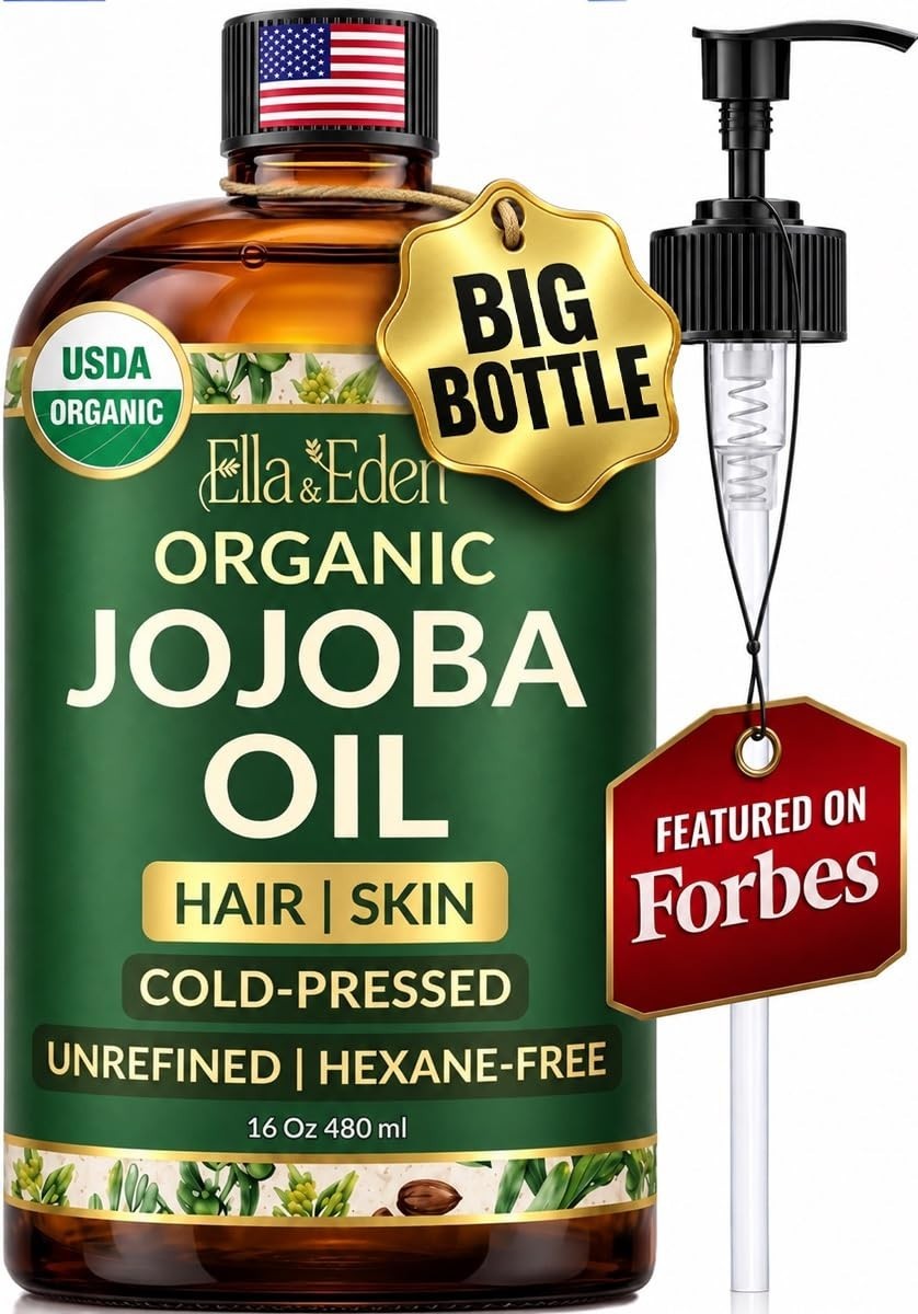 Organic Jojoba Oil for Skin & Hair - Cold Pressed 16 oz Natural Moisturizer
