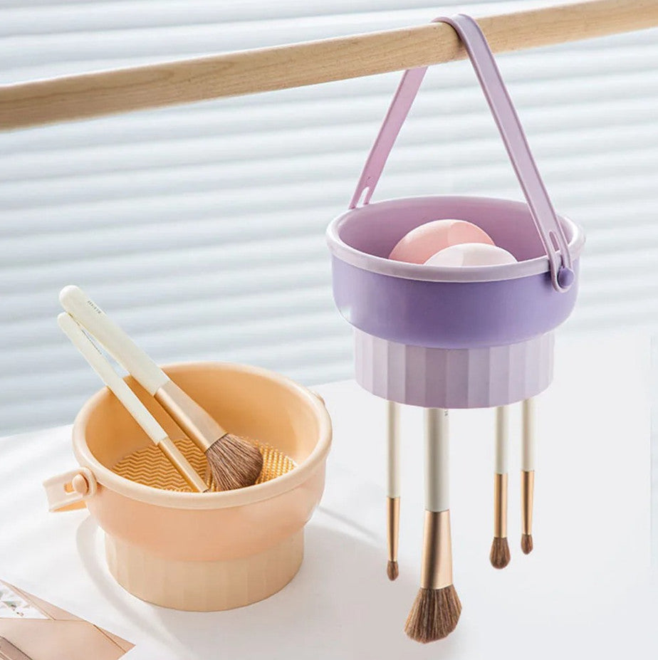 Silicone Makeup Brush Cleaning Bowl & Drying Tool - Portable & Reusable