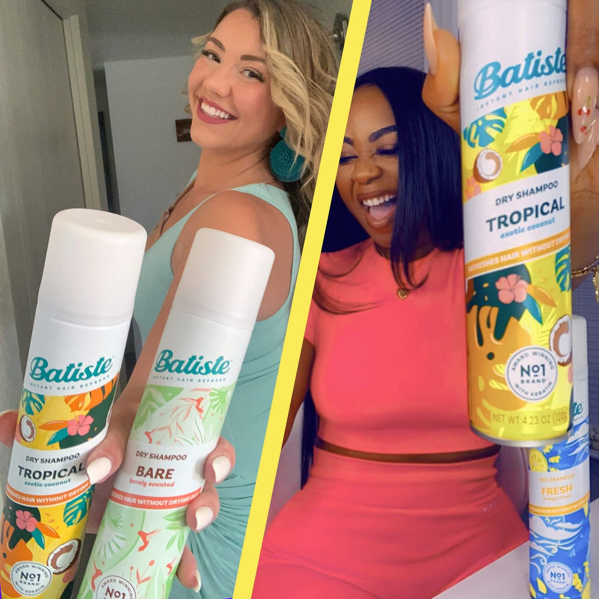 Batiste Tropical Dry Shampoo Waterless Hair Spray 3.81oz 3 Pack