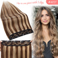 Clip-In Hair Extensions 3/4 Full Head Thick Human Hair Highlight Set