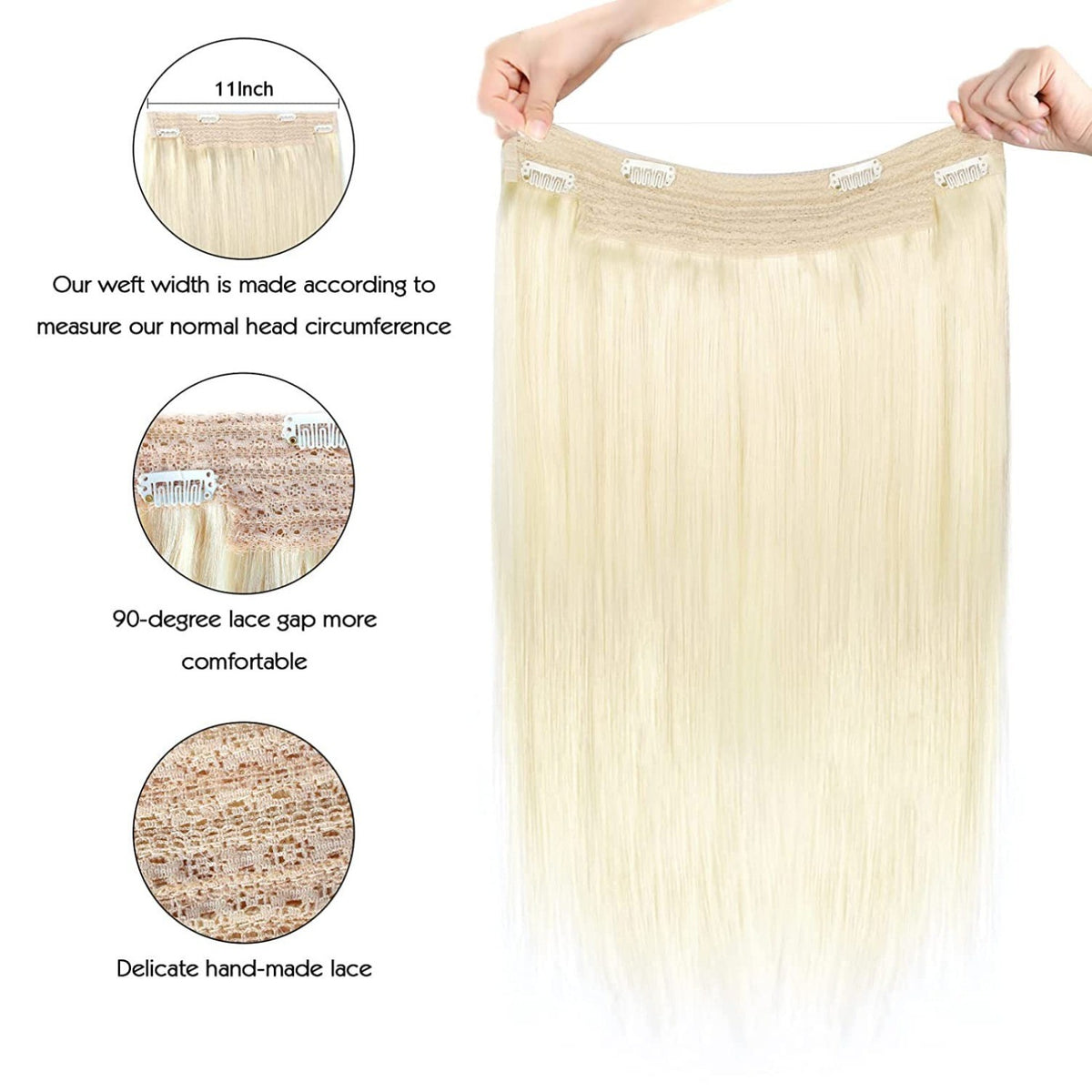 16 Inch 100g Remy Human Hair Wire Extensions - Invisible Transparent Wire