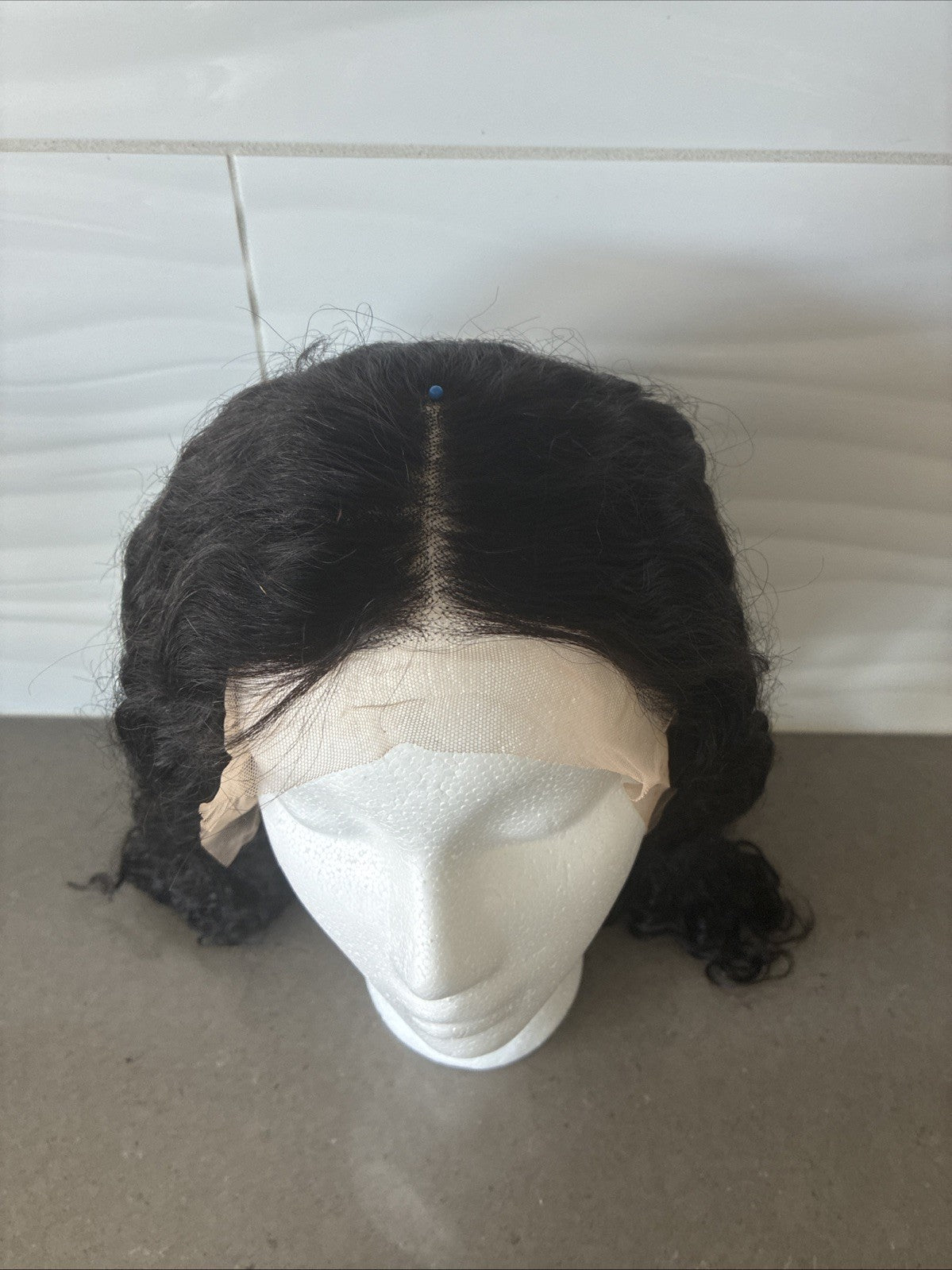 16-Inch Lace Front Human Hair Wig 13x4 Water Wave Natural 1B