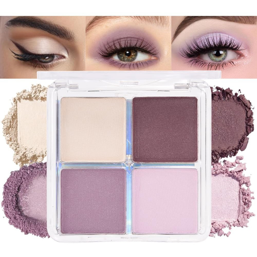 Matte Eyeshadow Quad Palette for Mature Skin - Waterproof Natural Brown
