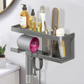 Wall Mount Hair Dryer Organizer with Storage Shelf - Matte Grey